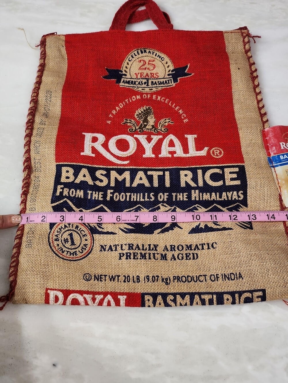 Upcycled Royal Rice Burlap Tote - Picture 7 of 7